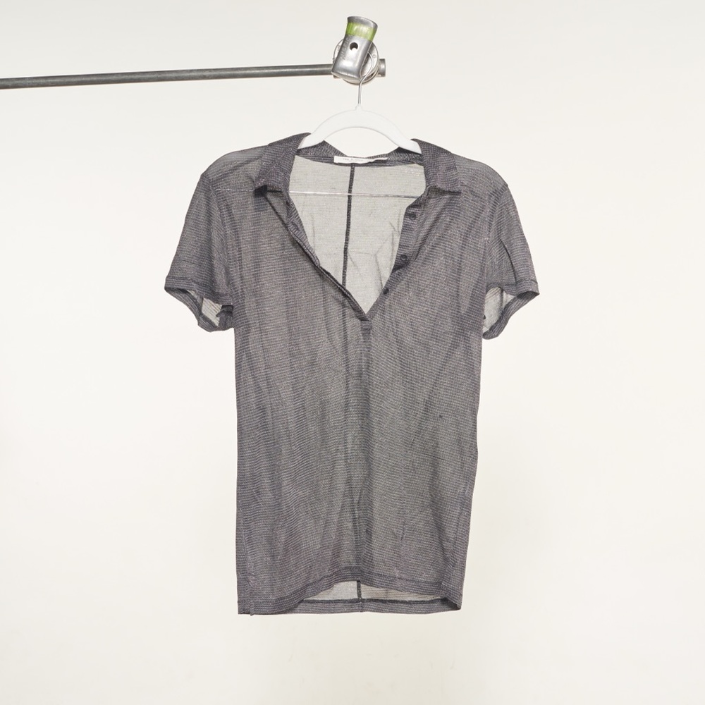 Rag & Bone Dawson Polo Shirt in Metallic Black - Picture 5 of 7